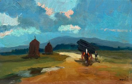 Art work by Piero Marchi campagna - oil hardboard 